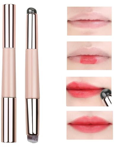 ccuzs Pennello da trucco in silicone, applicatore per trucco in silicone, applicatore doppia testa per lucidalabbra, pennello riutilizzabile in silicone con coperchio per rossetto e correttore