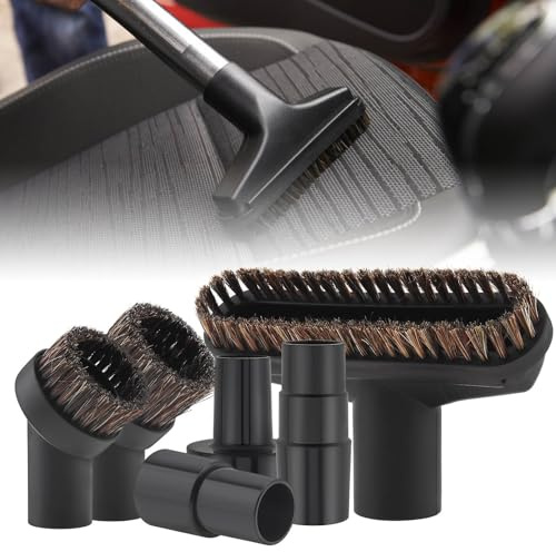 Vacuum Brushes 6PC, 1.26inch Horse Hair Vacuum Attachment, 5.9inch Vacuum Floor Brushes Vacuum Cleaner with 1-1/4 Inch to 1-3/8 inch Adapter, Vacuum Head Brushes Replacement for Household Cleaning | Compatible with Small Shop Vacs,25mm&36mm Round Brush Horse,5.9 Inch Vacuum Floor Brush, 1-1/4 Inch to 1-3/8 Inch Adapter