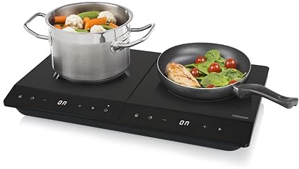 Tristar Plaque à induction double, ⌀19 et ⌀16 cm, 10 niveaux de puissance, 3500 W, Basse consommation, Minuterie intégrée, avec protection contre la surchauffe, IK-6162