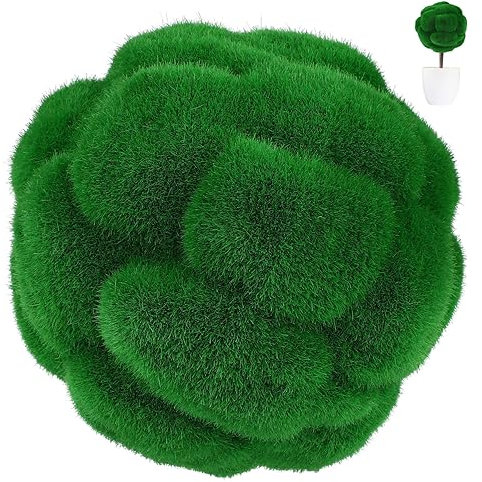 Zerodeko 1Stk Kunst mooskugel verzierung künstliche Grünpflanzen-Mooskugeln künstliche Moosfelsen Moosgras wohnraumdeko gartenhaus zubehör Mooskugelverzierung kreatives Mooskugeldekor Green