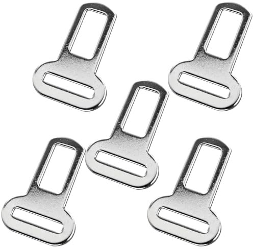 5 Stück Anschnaller Adapter, Sicherheitsgurt Metall Clips, Gurtschloss Adapter für die Haustierleine, Sicherheitsgurtschloss für Gürtel für LKW PKW - Silber