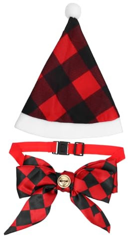 Supvox Weihnachtskostüme Für Haustiere Weihnachtsmann-Outfits Für Hunde Und Katzen Mütze Und Fliege Für Fotoshootings