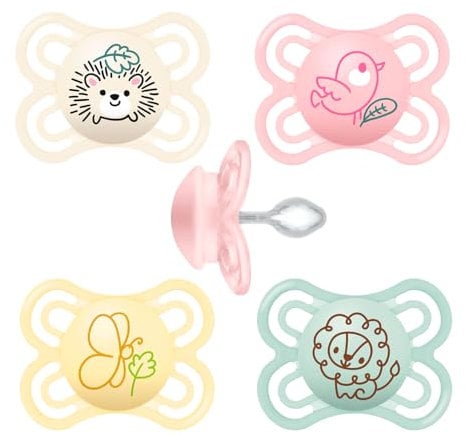 MAM Perfect Silikon Schnuller 0-6 Uni Mix // 4er Set, inkl. Transport- Sterilisierbox // Dento-Flex, für eine gesunde Mundentwicklung, Extra dünner, flexibler Sauger 2 Boxen