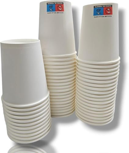 Terryshop74 Gobelets en papier biodégradable XXXL 300 ml pour boissons froides chaudes The et Cappuccino Bière (200 Blancs, 200, unités)