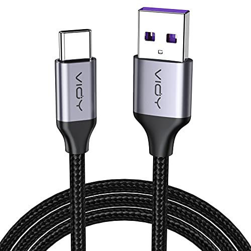VIOY USB C Charger Cable 2M, USB A to Type C Fast Charging Braided Cable Supporting 480 Mbps Data Thansfer for Samsung Galaxy S22+ S21 S20 Ultra S10,Huawei P10 P9,Pixel 8 7 6,PS5,Switch (purple)
