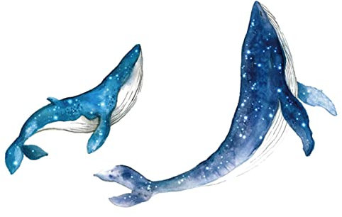 Toyvian 2sätze Wandtattoo Aufkleber Kinderzimmer Wal Wandsticker Wale Dekorative Wandaufkleber Raum Wohnzimmer Sternenmuster Blau Easy Apply Remove No Residue