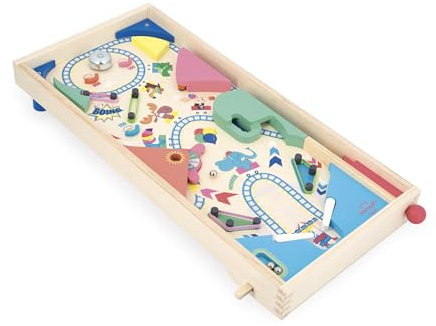 Janod - Flipper aus Holz zum Zusammenbauen - Kirmesdekor - Action- und Reflexionsspiel für Kinder zum Selberbauen - Lernstrategie und Konzentration - Holz FSC-Zertifiziert - Ab 5 Jahre - J03368