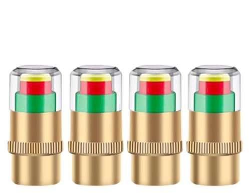 TQEBWUS Reifendruckkappen, Reifenkappen mit Manometer,Reifenventilkappen Druckanzeige - 4X Ventilschaftkappen-Sensor, Autoreifen-Luftkappen, Reifendrucküberwachung für Auto, Motorrad, Radfahren