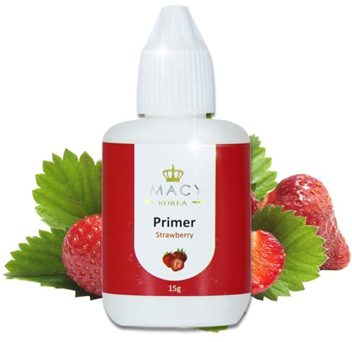 P-Beauty - Primer für Wimpernverlängerung, Duft Erdbeere, 15ml - Entfetter für Haftung & Vorbehandlung für lange Haltbarkeit der Wimpern Extensions - Wimpernprimer für Applikation - Lash Primer