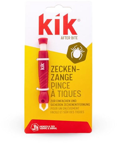 kik AFTER BITE Zeckenzange – Zange zum Zecken entfernen für Mensch und Tier und Zecken von jeder Grösse, robustes Kunststoffdesign, hygienisch und leicht zu reinigen, ohne die Zecke zu quetschen