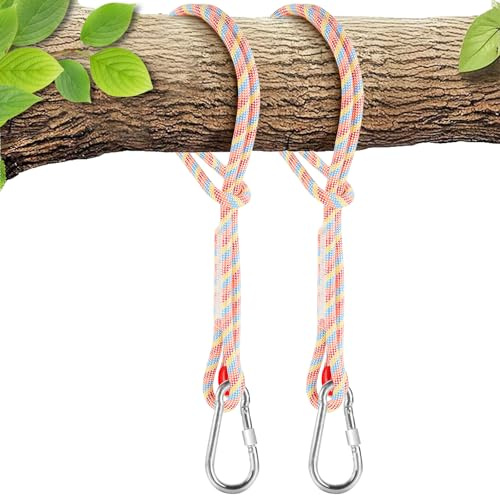 Werfeito Baumschaukelseile (2 Stück), 90 cm, 150 cm, 3 m, 40 m, 6 m, Baumschaukelgurte, Aufhängeset, hält 1,995 kg, robuste Karabiner für alle Schaukel, Hängematten, Spielplatz-Set, Zubehör (900 kg)