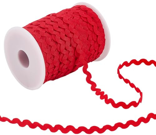 arricraft 54.6 Yards 5mm Zickzackband Weihnachtsrote Wellen Zum Nähen Biegen Fransenbesatz Polyester Wellenband Zum Basteln von Kleidung Accessoires Hochzeiten Und Partys