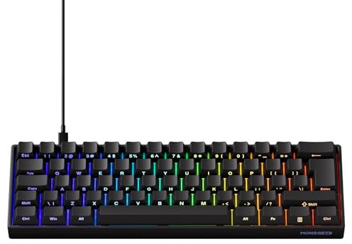 MONSGEEK FUN60 PRO Rapid Trigger-Tastatur, 0,01mm RT-Genauigkeit, 8000Hz, Kabelgebundene RGB 60% Gaming-Tastatur mit Magnetic Switches, für PC/Mac (Schwarz, ISO Layout)