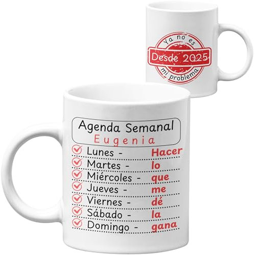 Quodelo Taza Jubilacion Personalizada - Regalos Jubilacion Hombre - Taza Personalizada con Nombre y Año Jubilación - Regalos Jubilación Mujer - Detalle Compañero de Trabajo