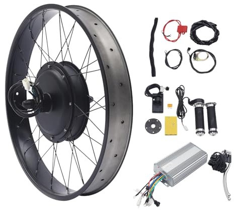 EUAIIPull Kit de conversion de roue arrière de vélo électrique de 26 pouces - 1500 W LCD - Conversion de vélo électrique Pedelec - Moteur sans balais - Fatbike pour la construction de vélos