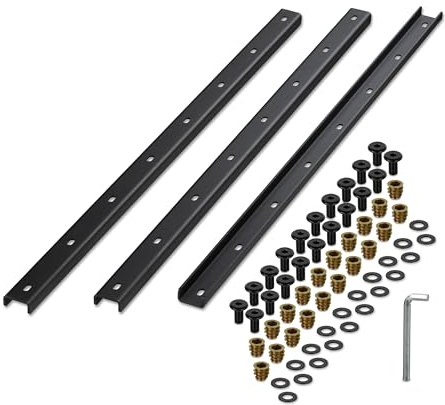 Relaxdays Gratleiste, 3er Set, Metallschiene 90 cm, Tischplatte stabilisieren, U-Profil mit Schrauben, Stahl, schwarz