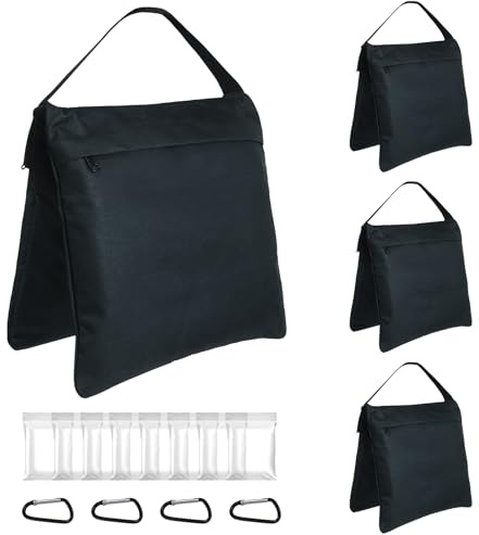 Fotostudio Sandsäcke für Lampenstative, Stative & Auslegearme, 4er-Pack | Leere Gewichtssäcke mit Karabinern, für Fotoausrüstung, Videoproduktion und Outdoor-Einsatz