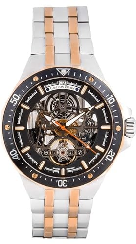 Carl von Zeyten Automatikuhr Urberg 0094 BKRM - Herren-Armbanduhr mit skelettiertem Zifferblatt, Edelstahlgehäuse Bicolor, Saphirglas, Automatikwerk Cal. 414-46 mm Ø - Made in Germany
