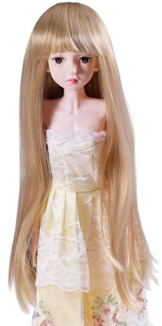 CHGCRAFT Puppenhaar Tressen mit Pony DIY Wollfigur Haar zum Herstellen von Puppenhaar und Figurenperücken, für DIY Bastelarbeiten, Blond