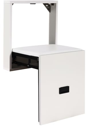 QIERF Faltbarer Wandhocker, Wandmontierter Klappstuhl, Klappbar Wandklappstuhl 35,5 * 36,5cm Sitzgröße, 150kg Tragfähigkeit für Eingang Badezimmer, Schuhwechsel oder Ruhepausen (Weiß)