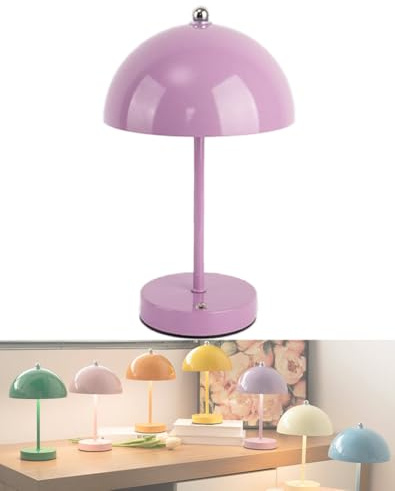 OOWOKS Pilz Tischleuchte Akku Dimmbare Tischlampe Touch Kabellos LED Mushroom Lamp USB Aufladbar Nachttischlampe Ohne Kabel 3000K-6000K Pilz Lampe Tragbare Tisch Lampe mit Batterie für Drinnen,Lila