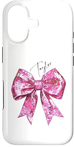 Taylor Lover First Name Teen Girls Women Pink Disco Ball Bow Case for iPhone 17