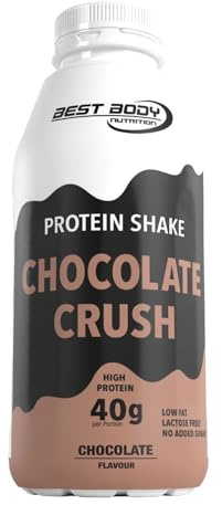 Best Body Nutrition Shake RTD – 6 x 500ml Chocolate Crush – 40g Protein pro Flasche – Trinkfertig – Wenig Fett, Ohne Zuckerzusatz, High Protein – Ideal für Unterwegs