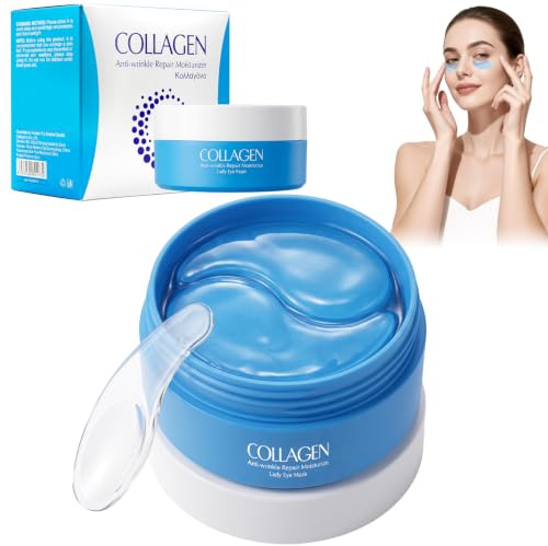 120 Stück Augenpads Gegen Augenringe, Eye Patches mit Hyaluronsäure & Collagen, Anti Aging Augenmaske mit Kühlend Feuchtigkeit, Collagen Eye Pad für Anti-Aging und Hydratation