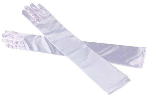 MEISHINE® Braut Ellenbogenlange Handschuhe Damen Frauen Lange Satin Stretch Handschuhe für Hochzeit Abendveranstaltung (Weiß)