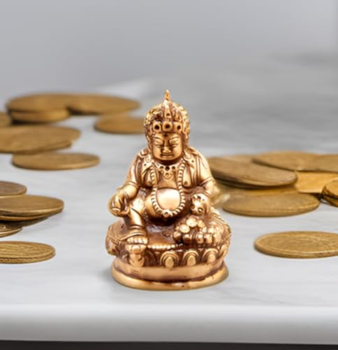 Purpledip Brass Statue Kubera (Hindu God Of Wealth & Prosperity): Kuber Vaisravana Sarvanubhuti Idol In Pure Metal; Regious Indian Home Temple Décor (11031)