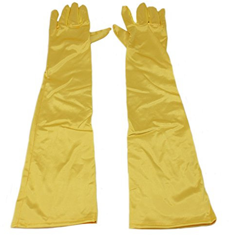 MEISHINE® Braut Ellenbogenlange Handschuhe Damen Frauen Lange Satin Stretch Handschuhe für Hochzeit Abendveranstaltung (Golden)