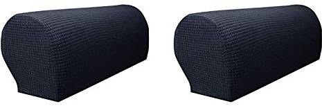 JLMMSS Pack of 2, Stretch Spandex Waterproof Armrest Cover Anti-slip Sofa Couch Handrail gloves Slipcover Stretchy Armrest Cover Armchairs Sofa Arm Covers Furniture Arm Protector (Black(a pair))