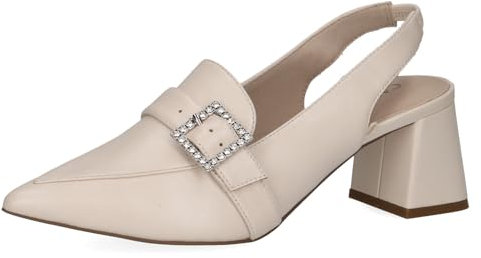 CAPRICE Damen Slingpumps aus Leder Spitz, Cremefarben (Cream Perlato), 37 EU