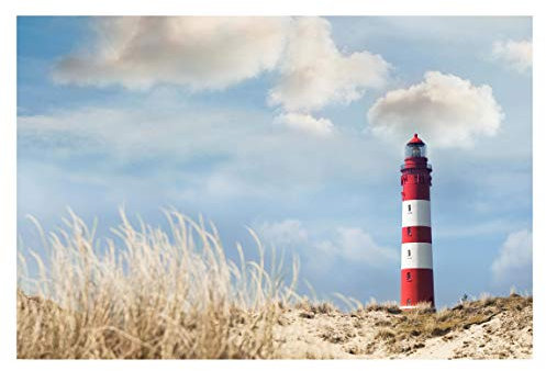 Bilderwelten Vlies Fototapete Strand Leuchtturm in den Dünen Tapete Premium 190x288cm