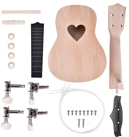 Kit fai da te per ukulele, 53,3 cm, 4 corde, in tiglio americano, Heart