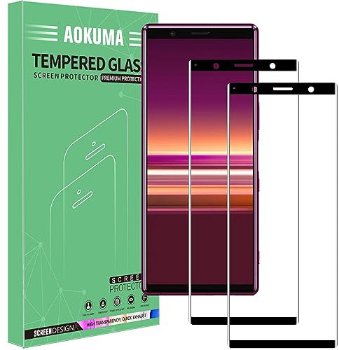 AOKUMA Sony Xperia 5 3D Panzer Schutz Glas, [2 Stück] Glas kompatibel mit Sony Xperia 5 Schutzfolie, hochwertige 3D Glasfolie mit 9H Härte, kratzfest, bruchsicher und blasendicht (schwarzer Rand)