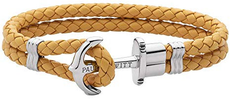 PAUL HEWITT Anker Armband Damen PHREP - Segeltau Armband Frauen, Leder Armband Damen (Canary) mit Anker Schmuck aus IP-Edelstahl (Silber)