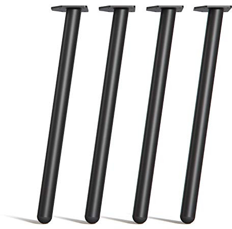 [HLC] Lot De 4 Pieds De Table Ronds - Style Scandinave, Design Moderne Minimaliste Idéal Pour Tables et Bureaux [71cm,Noir]