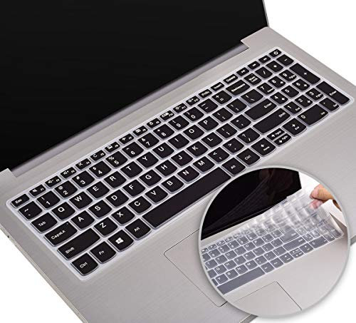 2 Pack Tastatur-Abdeckung für Lenovo Yoga C740 15,6 Zoll, 2020 2019, IdeaPad l340 330 320 330s 520 s540 720s 130 s145 s340 15, Ideapad 340 30 32 0 43,9 cm (schwarz + klar).