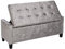 Warmiehomy Ottoman Window Seat Storage Chest Stool Bench Ottoman Storage Bed End Sofa Bench Home Furniture Swan Velvet (Silver)