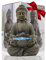 Goodeco Meditierende Buddha-Figur, Gartenornamente, Outdooor, Zen-Buddha-Statue, sitzende Skulptur mit Lotus und magischem Leuchten im Dunkeln, Kieselsteine und Glasstein, Hofdekoration, 30 cm