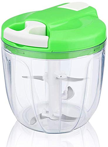 NALCY Hachoir Manuel, Mini Hachoir à Viande Manuel Ficelle con 5 Lames en Acier Inoxydable, Facile à Nettoyer Hachoir Oignon Manuel pour Herbes, Persil, Legumes, Salade, Fruit, 900 ml