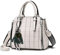 BUKESIYI Damen Tasche Umhängetasche Handtasche Frauen Klein Schultertasche Weekender Lack PU Leder DE77139 Nicht-Gerade Weiss V1