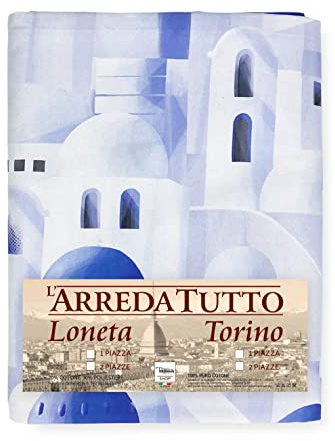 Tex family Telo ARREDO copritutto Gran Foulard COPRILETTO copridivano Tessuto LONETA (Santorini Blu, 2 Piazze)