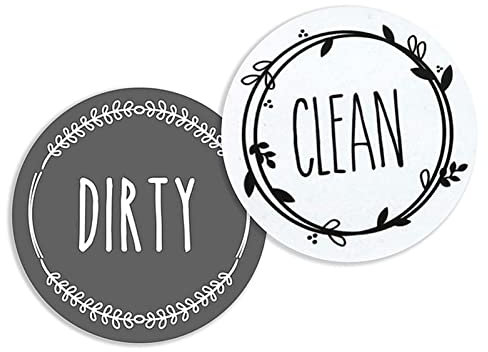 ZYLLZY Dishwasher Magnet Clean Dirty Sign,Non-Scratch Clean Sign Indicator,Easy To Read Magnet Adhesive Stickers for Reminder Tells Whether Dishes Are Clean or Dirty,Black&White