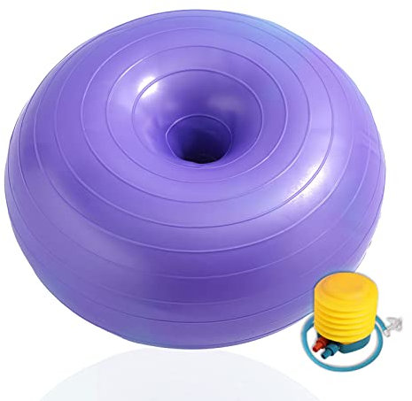 Donut Fitnessball Yoga & Pilates Ball Verdickung Anti-Blast Schweizer Stabilitätsball für Yoga Core & Balance Training für Zuhause Klassenzimmer Gymnastik Fitnessstudio Lila