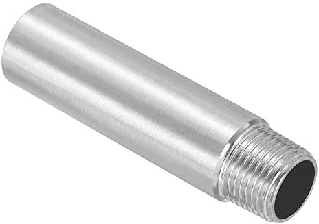 sourcing map 304 Edelstahl-Verlängerung, männlich auf weiblich, für Außen/Wasserhahn/Industrie (1/2PT Gewinde, 90 mm Länge)