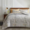 Lanqinglv Bettdecke 135x200 2er Set Ganzjahresdecke 4 Jahreszeiten,Grau Weiß Blätter Blumenmuster Steppdecke für Allergiker Zudecke Schlafdecke Duvet 135x200cm,2 Decken + 2 Kissenbezug 80x80cm