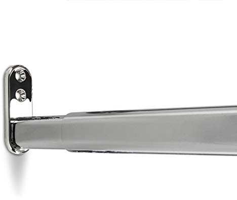 SOTECH 4 Stück ausziehbare Teleskopstange 400-600 mm | Schrankrohr verstellbar Oval Stahl verchromt inkl. 8 Stück Schrankstangenlager