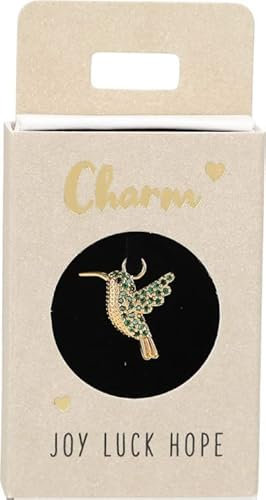 Depesche 11834-056 Charm Kolibri, vergoldeter Anhänger für Halsketten, Armband und Ohrringe, ideal als kleines Geschenk